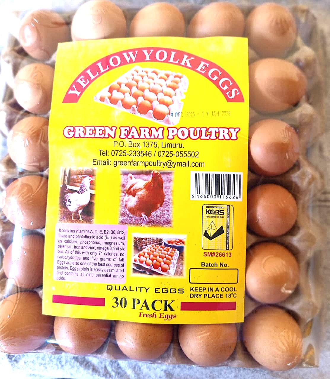 Green Farm Yellow Yolk Egg 30 Pieces Wrapped